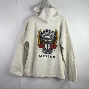 Harley Davidson Mexico XL Poncho Drug Rug White Pullover Hoodie